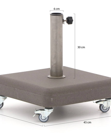 PIED 35KG AVEC TUBE 26/55MM + ROUES - BETON GREY